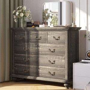 Jojoka Dresser for Bedroom,Farmhouse Dresser with 9 Drawer,Chest of Drawer with Wooden Legs for Bedroom - 1 of 4