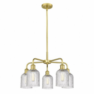 Bridal Veil - 5 Light Stem Hung Chandelier In Art Deco Style-14.5 Inches Tall and 23 Inches Wide