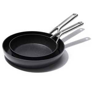 OXO 2pc Ceramic Pro Non-Stick Frypan Set Gray: Aluminum Cookware, Dishwasher-Safe, Induction & Gas Compatible - 1 of 4