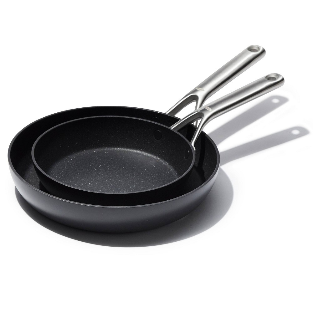 OXO 2pc Ceramic Pro Non-Stick Frypan Set Gray