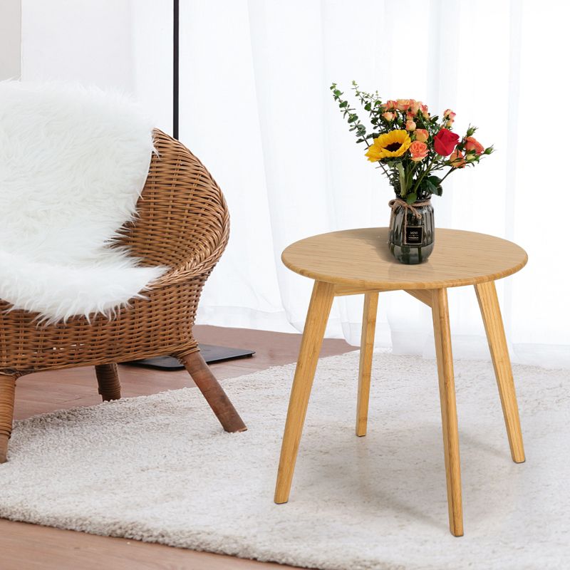 Tangkula 19.5" Round Natural Bamboo Side Table Coffee Table Modern Stylish End Table w/ 4 Splayed Legs for Living Room Bedroom, 2 of 11