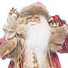 Season's Designs 18" Red and Gold Elegant Standing Santa Figurine with Ribbon Staff Christmas Decor for Indoor Use, Perfect for Mantel and Tabletop - 4 of 4