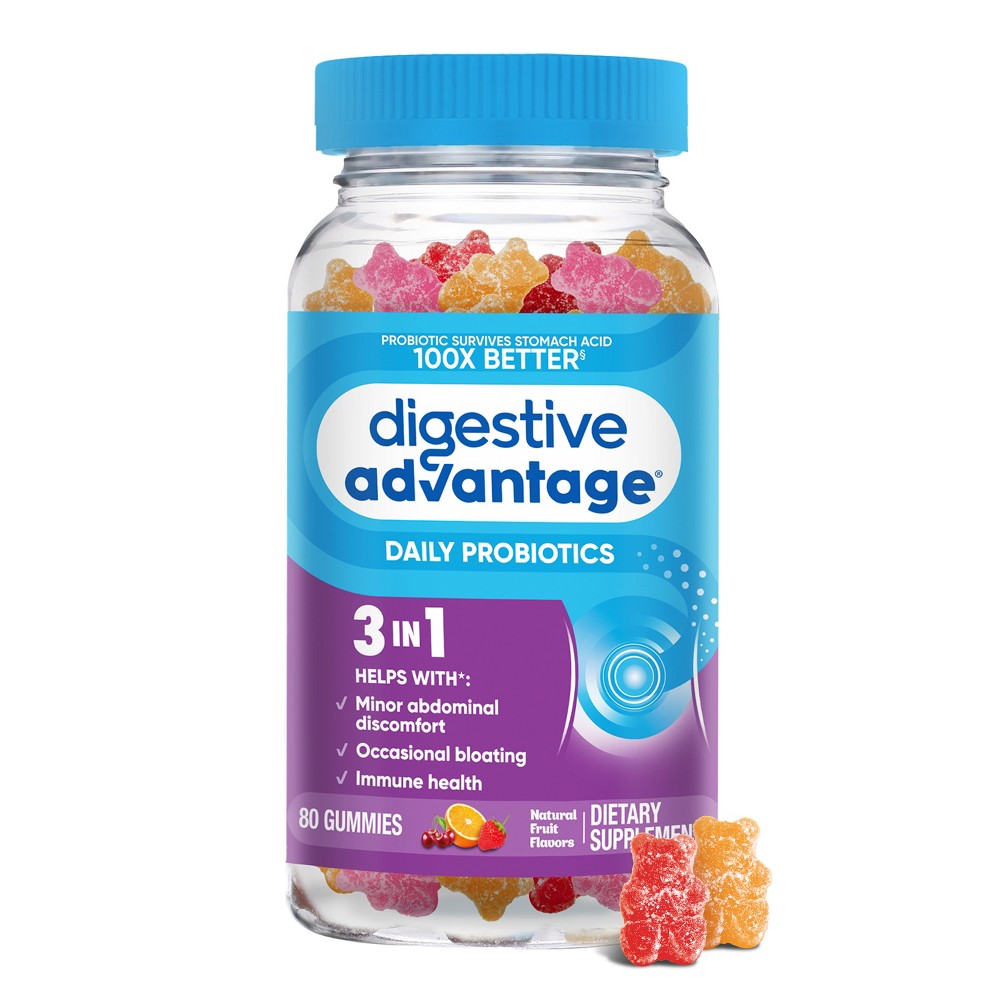 UPC 020525183651 product image for Digestive Advantage Probiotic Gummies - Fruit Flavors - 80ct: 500 Million CFU, V | upcitemdb.com