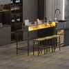 KWPZQEB 59" Industrial Bar Table Set, 2-Tier Bar Height Table w/ 3 Upholstered Stools, Power Outlet, Kitchen Island for Dining Room, Bistro - 2 of 4