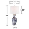 Barnes and Ivy Iris Vintage Style Table Lamp 28" Tall Blue White Floral Geneva with Table Top Dimmer White Drum for Bedroom Living Room Bedside Office - 4 of 4