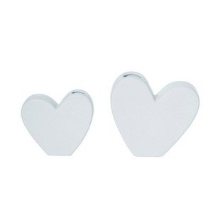 Transpac Dolomite 6 in. White Everyday Matte Heart Vase Set of 2 - 1 of 2