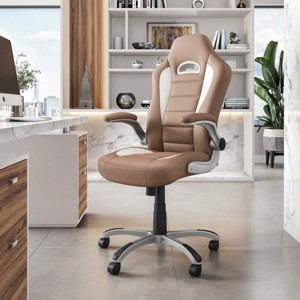 Reclining Executive Office Chair with Flip-Up Arms High Back and Tilt Lock for Home or Work Use-3irtyhousy - 1 of 4