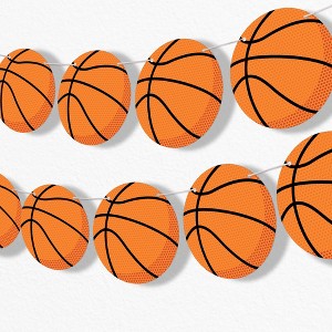 Big Dot of Happiness Basketball Garland Banner, Sports Birthday Party or Baby Shower Decorations Banner, 30 Feet of Cord, 15 Double-Sided Orange - 1 of 4