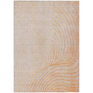 HomeRoots 3' X 5' Orange And Silver Abstract Washable Indoor Outdoor Area Rug - 1 of 4