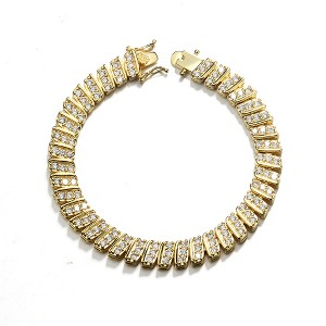 18K Gold Simulated Diamonds Vintage Tennis Bracelet - 1 of 4