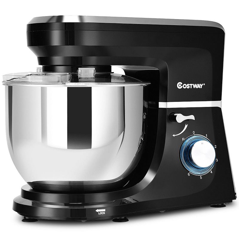 Costway Tilt-Head Stand Mixer 7.5 Qt 6 Speed 660W with Dough Hook, Whisk & Beater Black, 1 of 11