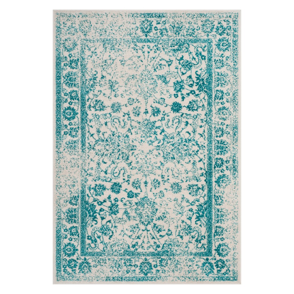 5'1inx7'6in Spacedye Design Area Rug Ivory/Teal - Safavieh