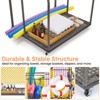 Pool Towel Rack,Outdoor Pool Storage Rack with Rattan Base and 5 Towel Bars,Pool Float Storage with Compartments, Store Buoys, All rattan weaving - 2 of 4