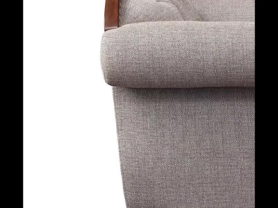 Elegant Floral Button-Tufted Accent Chair with Cherry Queen Anne Legs