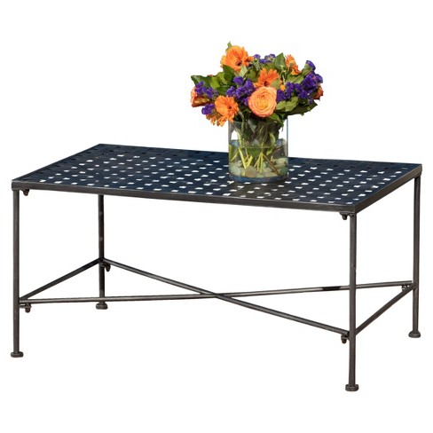 Petra Rectangle Iron Patio Coffee Table - Black ...