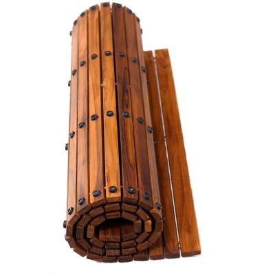 Nordic Teak 59" x 35" Oiled Shower and Bath Mat with Rubber Footing