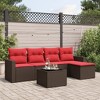vidaXL 6 Piece Patio Sofa Set with Cushions - Brown and Red With Table - 2 of 4