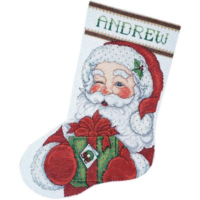 Design Works Counted Cross Stitch Stocking Kit 17" Long-Winking Santa (14 Count)