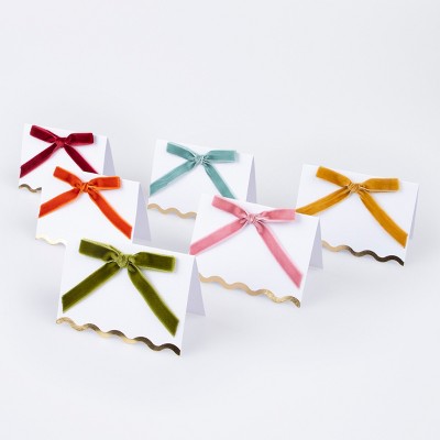 Meri Meri Thanksgiving Velvet Bow Place Cards (Pack of 6)