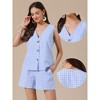 INSPIRE CHIC Women's 2 Pieces Shorts Suit Set Gingham Summer V Neck Sleeveless Waistcoats And Shorts - 2 of 4