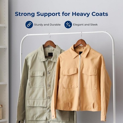 SereneLife 50-Pack Light Brown Wooden Suit Hangers with Non-Slip Notches