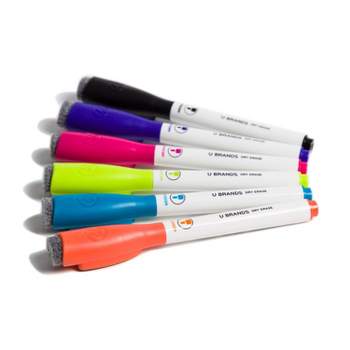 U Brands 6ct Magnetic Dry Erase Markers with Eraser Cap