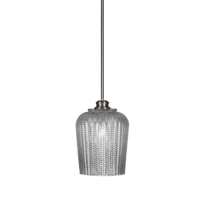 Toltec Lighting Cordova 1 - Light Pendant in  Brushed Nickel with 9" Silver Textured Shade - 1 of 2