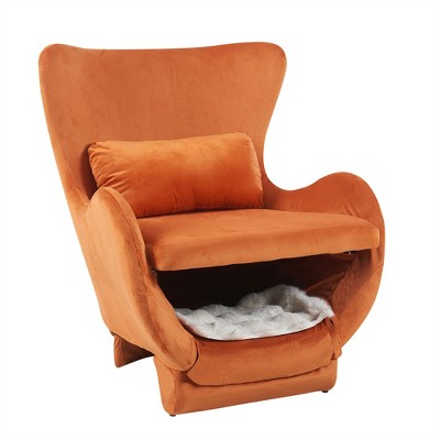 OUTSUPPLY 2-in-1 Pet Friendly Velvet Accent Chairs, Modern Accent Chair with Pet for Living Room & Office