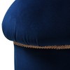 Jennifer Taylor Home Ellen Upholstered Clover Ottoman with Gold Bullion Fringe, Navy Blue Velvet - 3 of 4