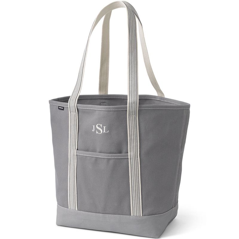 Lands' End Open Top Long Handle Canvas Tote Bag, 1 of 6