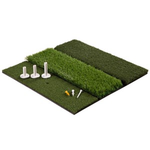 3-Level Turf Golf Mat - 24x24 Golf Training Mat with Fairway, Rough, and Driving Turf - Golf Practice Equipment with 6 Practice Tees by Wakeman - 1 of 4