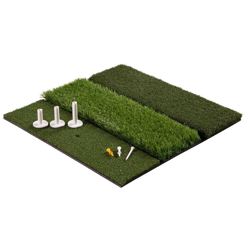 3-Level Turf Golf Mat - 24x24 Golf Training Mat with Fairway, Rough, and Driving Turf - Golf Practice Equipment with 6 Practice Tees by Wakeman, 1 of 8