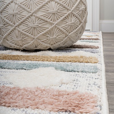 Gray Stripe Synthetic Flat Woven Reversible Rug
