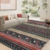 Washable Modern Farmhouse Living Room Bedroom Area Rug, Floral Print Non Slip Floor Carpet for Home Office - 2 of 4