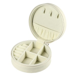 Unique Bargains Portable Round Jewelry Box for Travel 1 Pc - 1 of 4