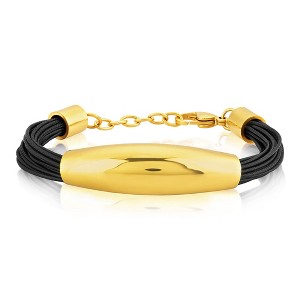 ELYA Women's Polished Elongated Tube Multi-Strand Leatherette Bracelet - 1 of 4