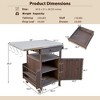 BAOURE 40.5" Outdoor Grill Cart with Stainless Steel Top, Solid Wood Storage Cabinet with Drop Leaf, Lockable Wheels - Brown - 3 of 4