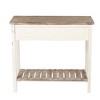 LuxenHome Distressed White and Wood 2-Drawer 1-Shelf Console Table and Entry Table - 3 of 4