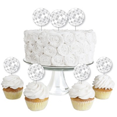 Big Dot of Happiness Disco Ball - Dessert Cupcake Toppers - Groovy Hippie Party Clear Treat Picks - Set of 24