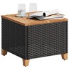 vidaXL Patio Table Black 17.7"x17.7"x14.6" Poly Rattan Acacia Wood - 4 of 4