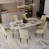 LeisureMod Viva Dining Armchair in Leather Upholstery with Gold Accent Wood Legs for Modern Kitchen and Home - 2 of 4