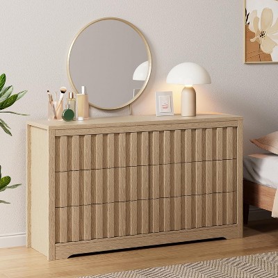 Fluted 5/6/8 Drawer Dresser for Bedroom, Modern Wooden Chest of Drawers, Clothes Storage Organizer for Living Room, Hallway, Entryway