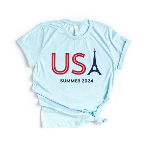 Simply Sage Market Women's USA Eiffel Tower Short Sleeve Graphic Tee - 1 of 4