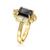 Ross-Simons Onyx and Mother-Of-Pearl Ring With 0.10 ct. t.w. White Topaz in 18kt Gold Over Sterling - 3 of 4