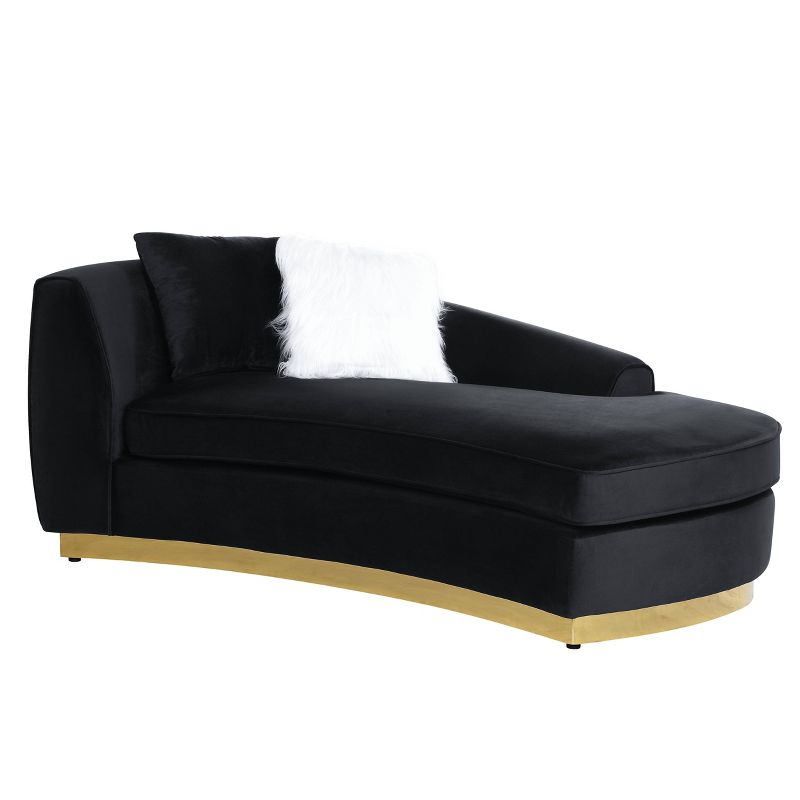 72&#34; Achelle Chaise Lounge Black Velvet - Acme Furniture, 3 of 5