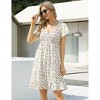 Coolmee Women Summer Midi Dress Maternity Floral Boho Wrap Short Sleeve V Neck Ruffle A-Line Flowy Sundress - 4 of 4