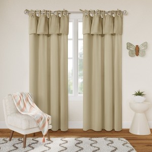 Awesome Home  Recycled Cotton Blend Ruffle Tie Top Curtains Pair - 1 of 4