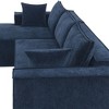 Okak Minimalist Modular L-Shaped Sectional Couch Chenille Floor Sofa Compressed Upholstered 2 PC Free Combination for Living Room,Apartment, Dark Blue - 3 of 4