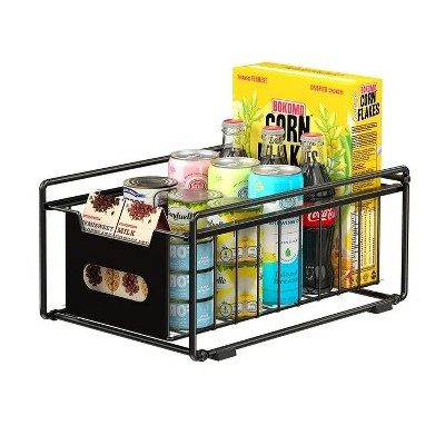 LunaLulinlk Simple Pull Out Cabinet Sliding Basket, 1-Tier Under Sink Organizer and Storage for Kitchen, Pantry, Bathroom, Black