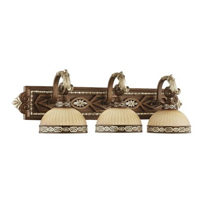 Palacial Bronze 3-Light Vanity Sconce with Gold Dusted Art Glass